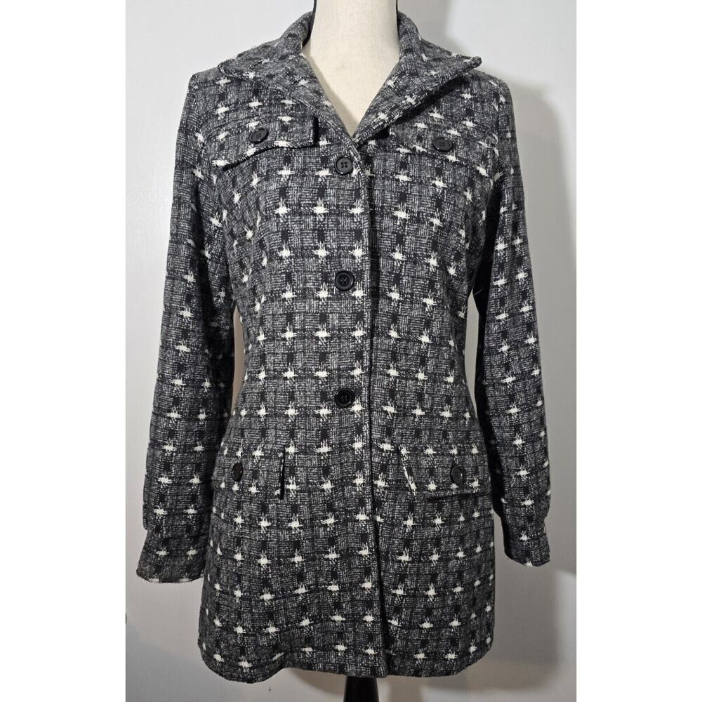 Tulle ANTHROPOLOGIE Black/White Wool Blend Jacket/Coat SZ Small Women's